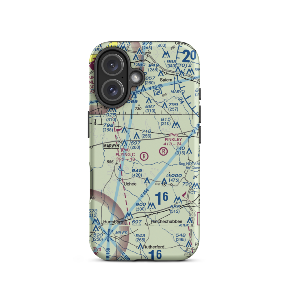 Flying C's Plantation Airport (AL51) VFR Sectional  Tough iPhone Case iPhone 16 model shown