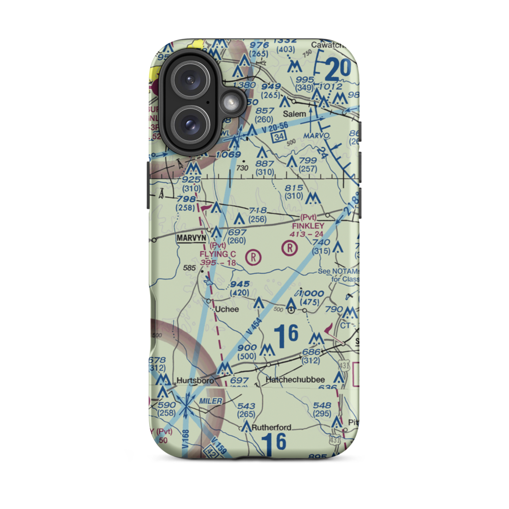 Flying C's Plantation Airport (AL51) VFR Sectional  Tough iPhone Case iPhone 16 Plus model shown