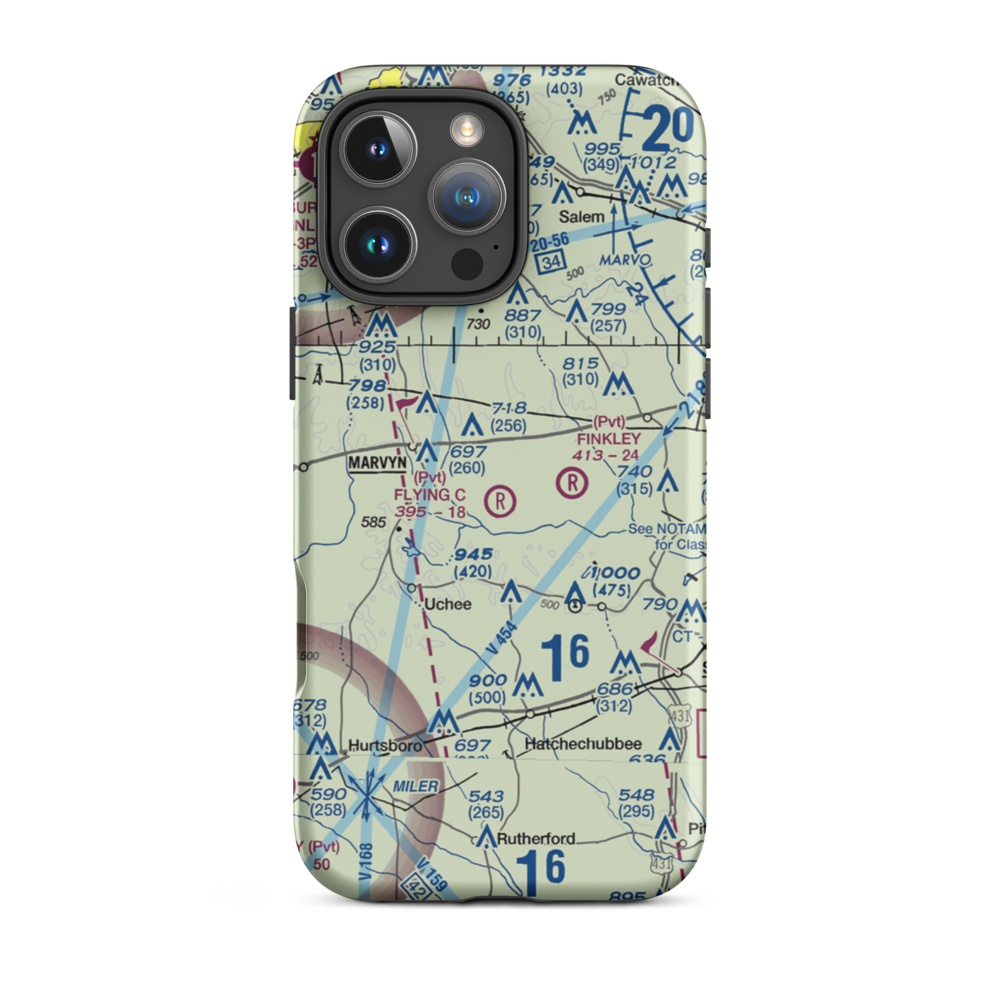 Flying C's Plantation Airport (AL51) VFR Sectional  Tough iPhone Case iPhone 16 Pro Max model shown