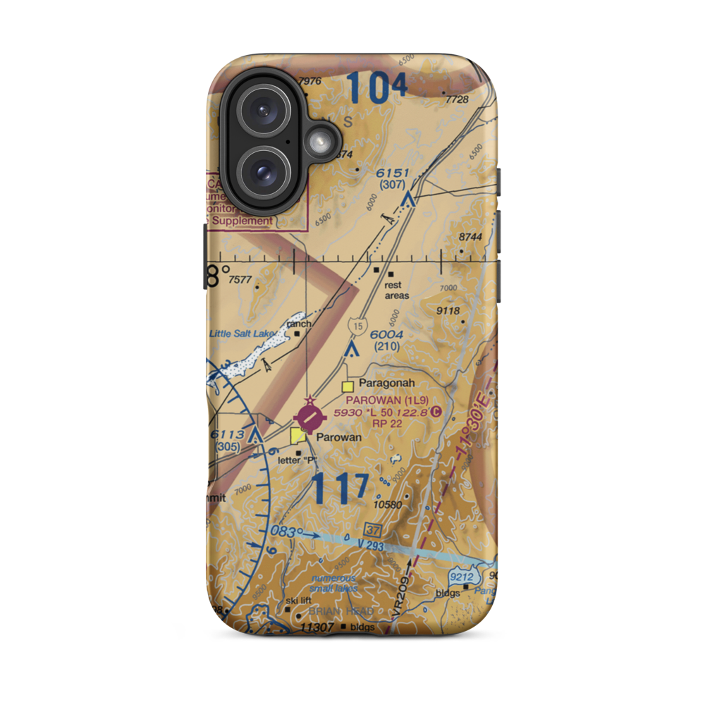 Flying Cal Ute Rancheros Airport (UT15) VFR Sectional  Tough iPhone Case iPhone 16 Plus model shown