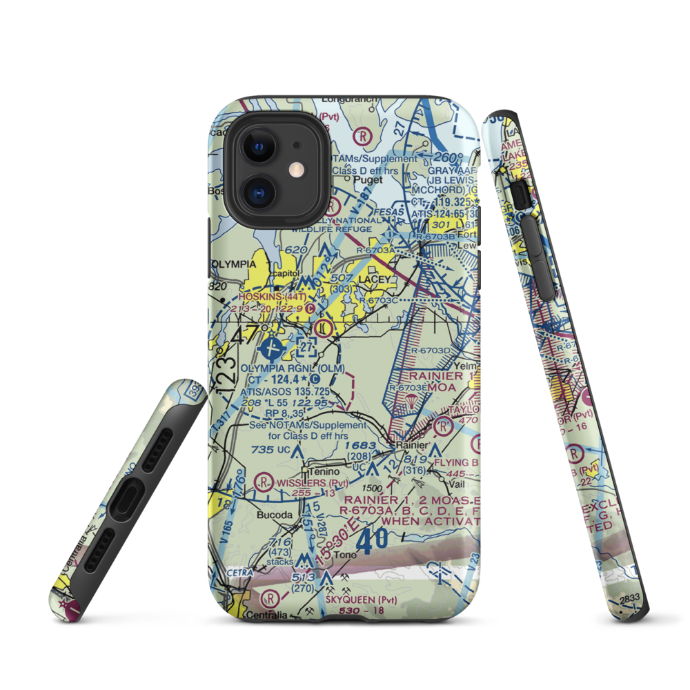 Flying Carpet Airport (3WA9) VFR Sectional  Tough iPhone Case iPhone 11 model shown