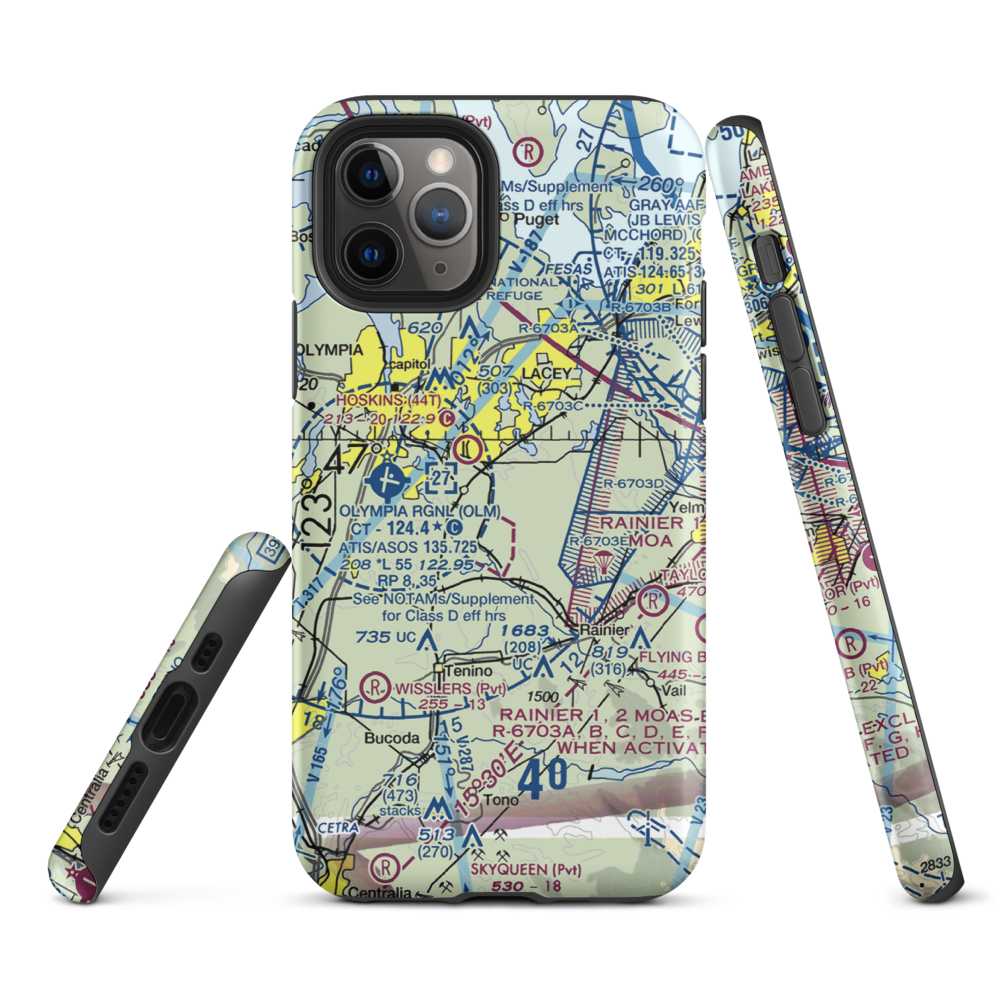 Flying Carpet Airport (3WA9) VFR Sectional  Tough iPhone Case iPhone 11 Pro model shown