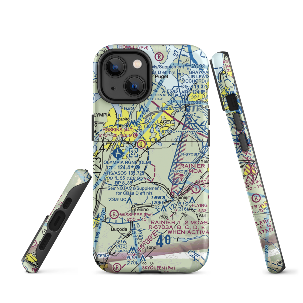 Flying Carpet Airport (3WA9) VFR Sectional  Tough iPhone Case iPhone 14 model shown