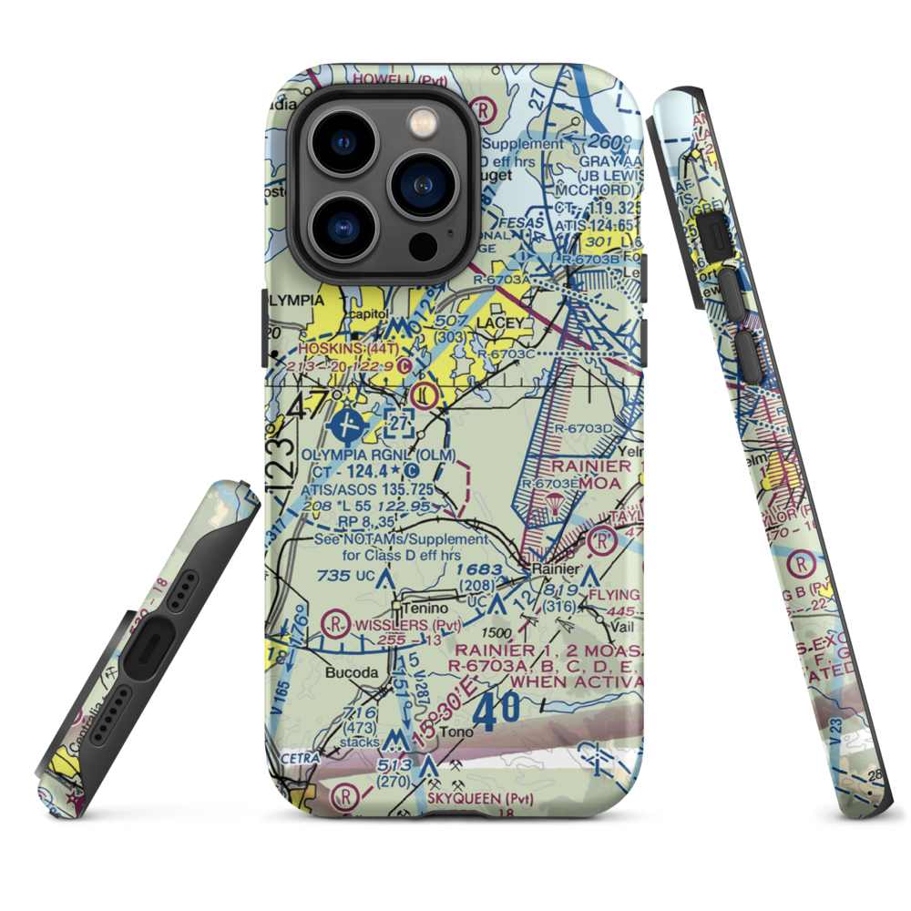 Flying Carpet Airport (3WA9) VFR Sectional  Tough iPhone Case iPhone 14 Pro Max model shown