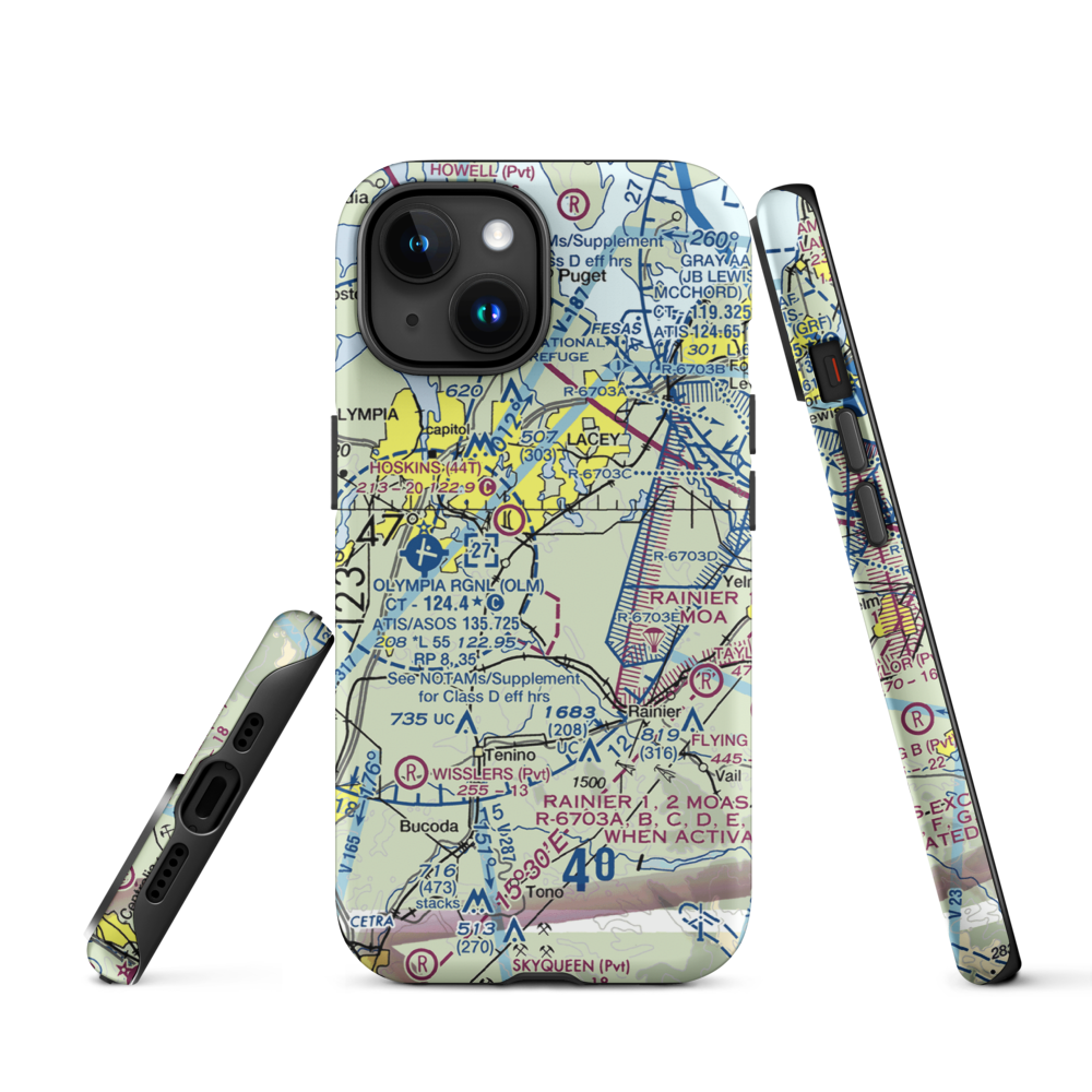 Flying Carpet Airport (3WA9) VFR Sectional  Tough iPhone Case iPhone 15 model shown