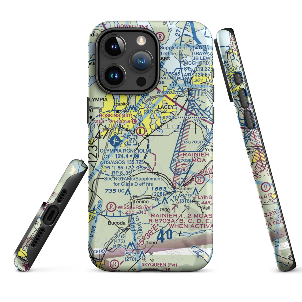 Flying Carpet Airport (3WA9) VFR Sectional  Tough iPhone Case iPhone 15 Pro Max model shown