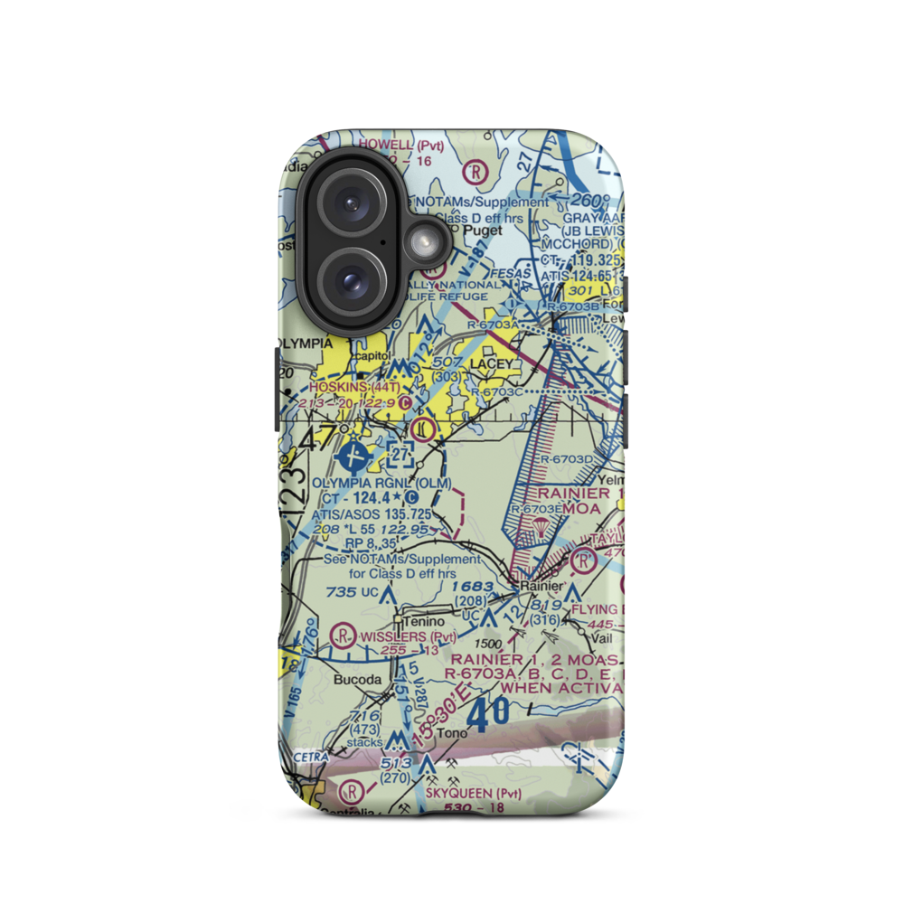 Flying Carpet Airport (3WA9) VFR Sectional  Tough iPhone Case iPhone 16 model shown