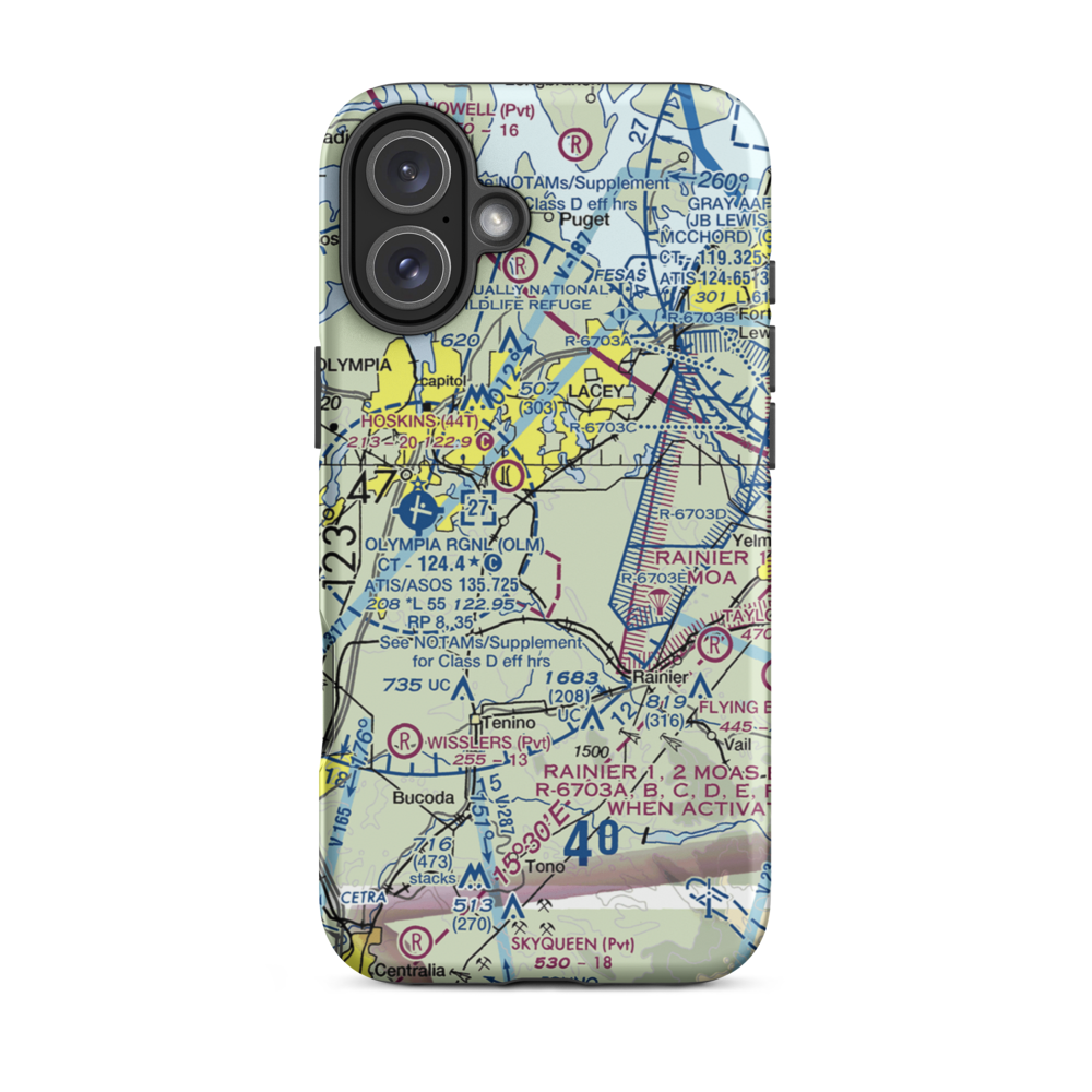 Flying Carpet Airport (3WA9) VFR Sectional  Tough iPhone Case iPhone 16 Plus model shown
