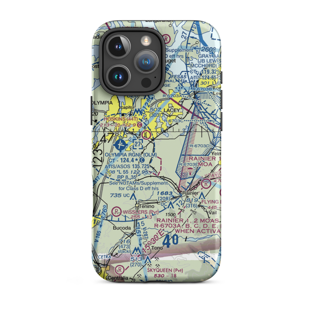 Flying Carpet Airport (3WA9) VFR Sectional  Tough iPhone Case iPhone 16 Pro Max model shown
