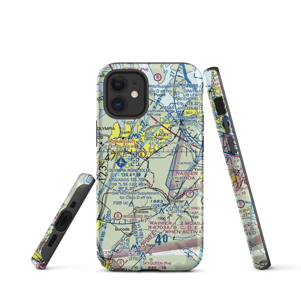 Flying Carpet Airport (3WA9) VFR Sectional  Tough iPhone Case iPhone 12 mini model shown