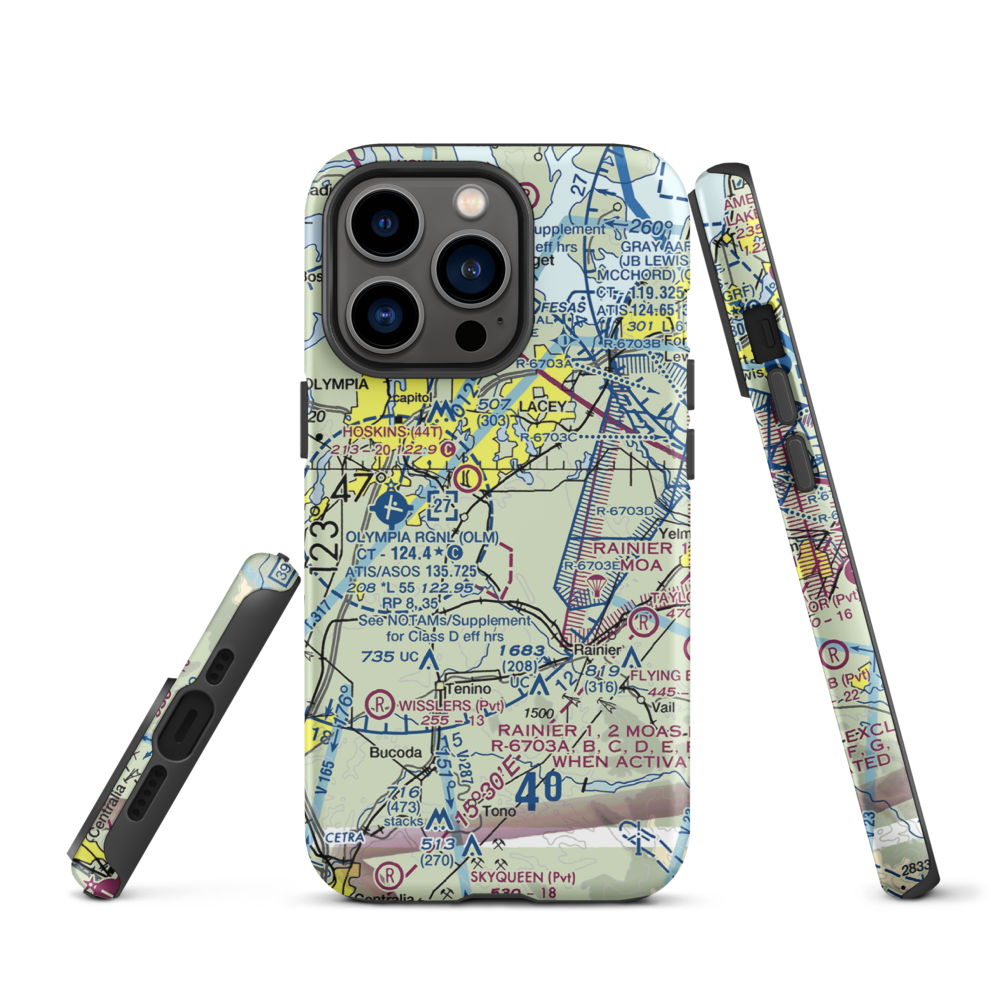 Flying Carpet Airport (3WA9) VFR Sectional  Tough iPhone Case iPhone 13 Pro model shown