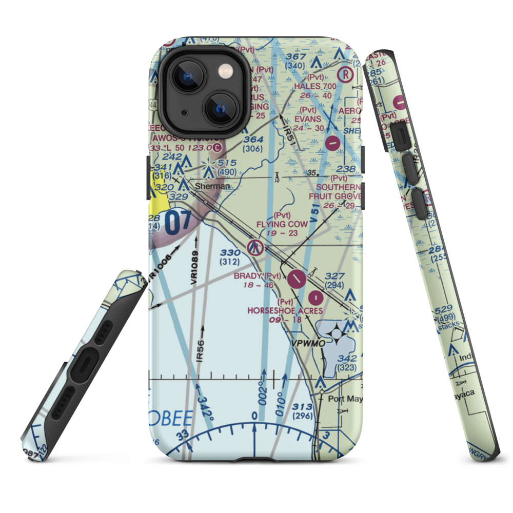 Flying Cow Air Ranch Airport (FD39) VFR Sectional  Tough iPhone Case iPhone 14 Plus model shown