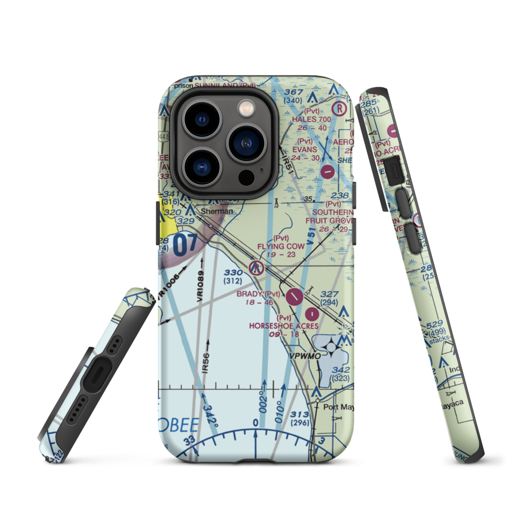 Flying Cow Air Ranch Airport (FD39) VFR Sectional  Tough iPhone Case iPhone 14 Pro model shown