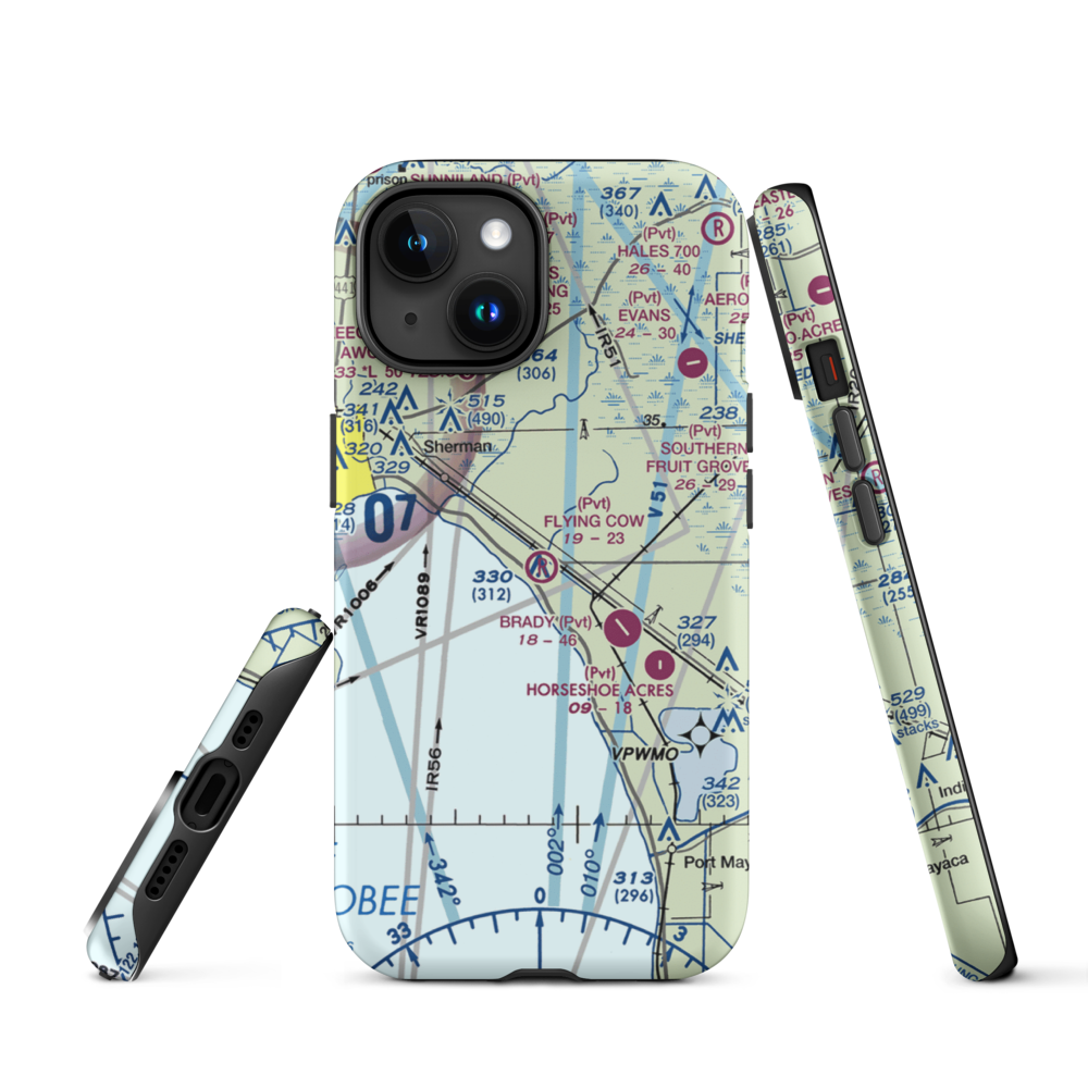 Flying Cow Air Ranch Airport (FD39) VFR Sectional  Tough iPhone Case iPhone 15 model shown