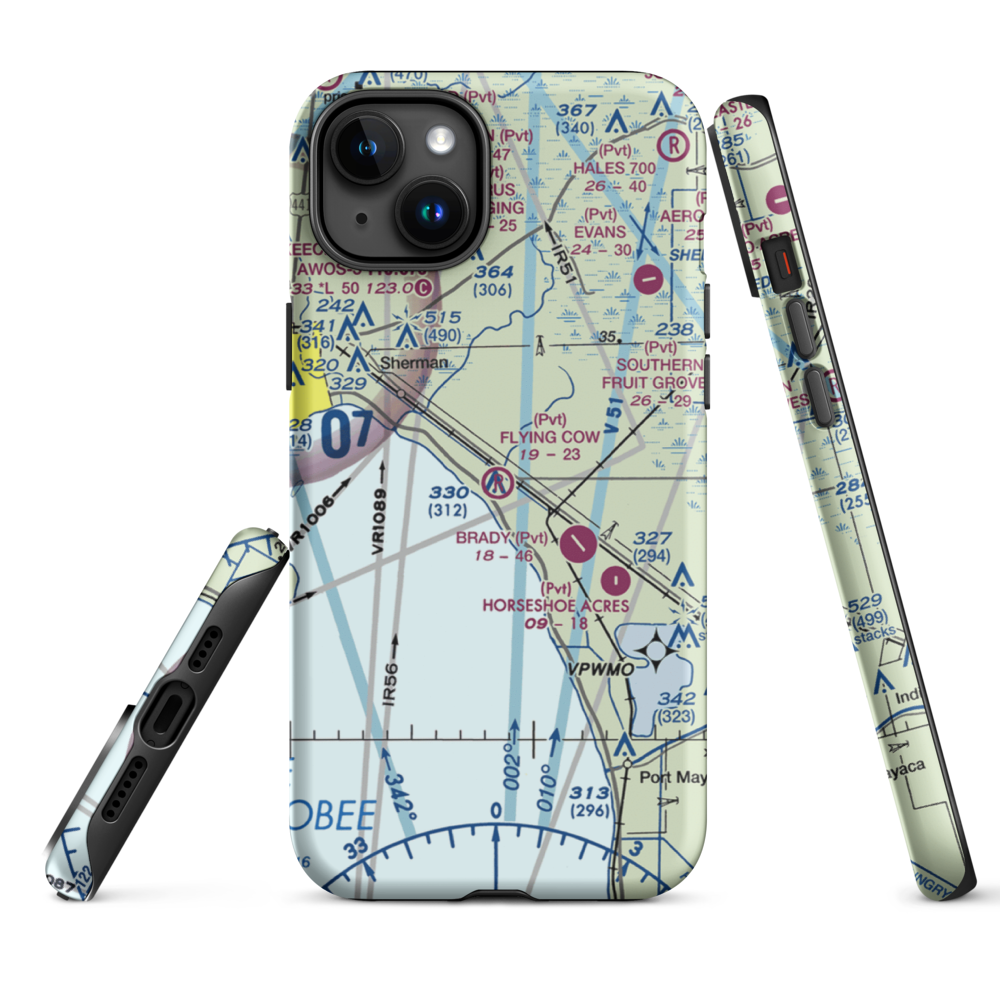 Flying Cow Air Ranch Airport (FD39) VFR Sectional  Tough iPhone Case iPhone 15 Plus model shown