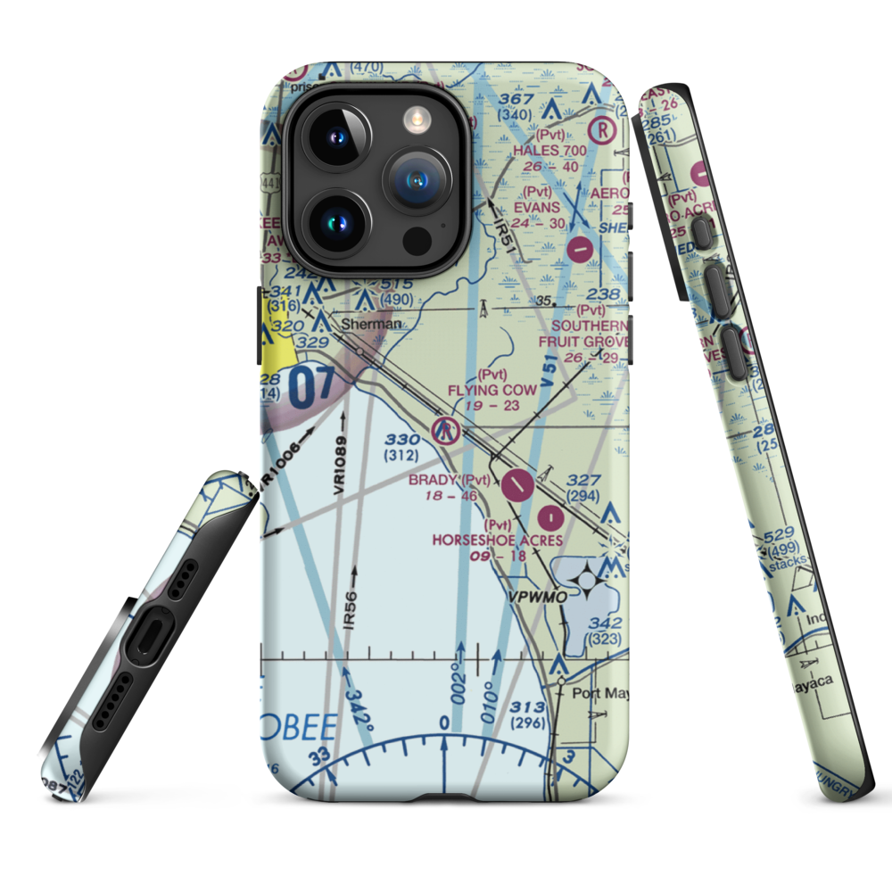 Flying Cow Air Ranch Airport (FD39) VFR Sectional  Tough iPhone Case iPhone 15 Pro Max model shown