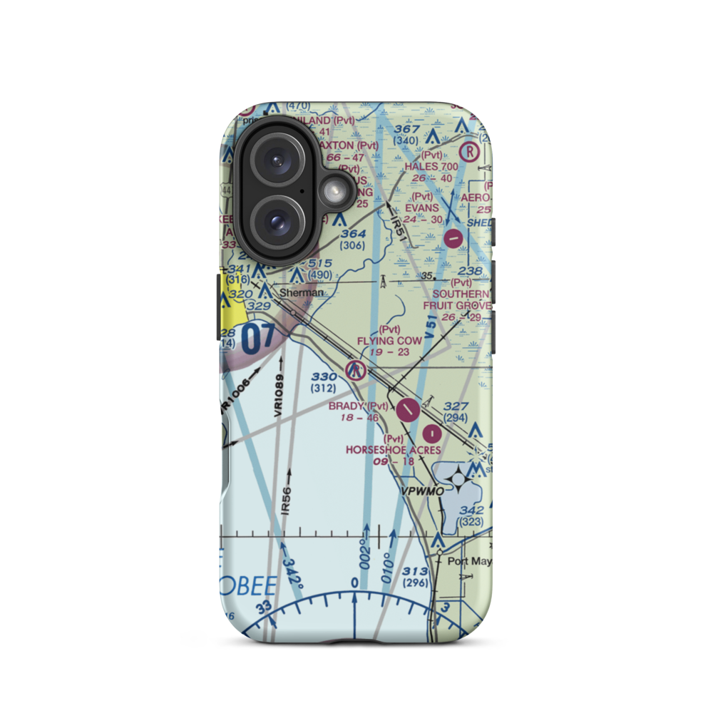 Flying Cow Air Ranch Airport (FD39) VFR Sectional  Tough iPhone Case iPhone 16 model shown