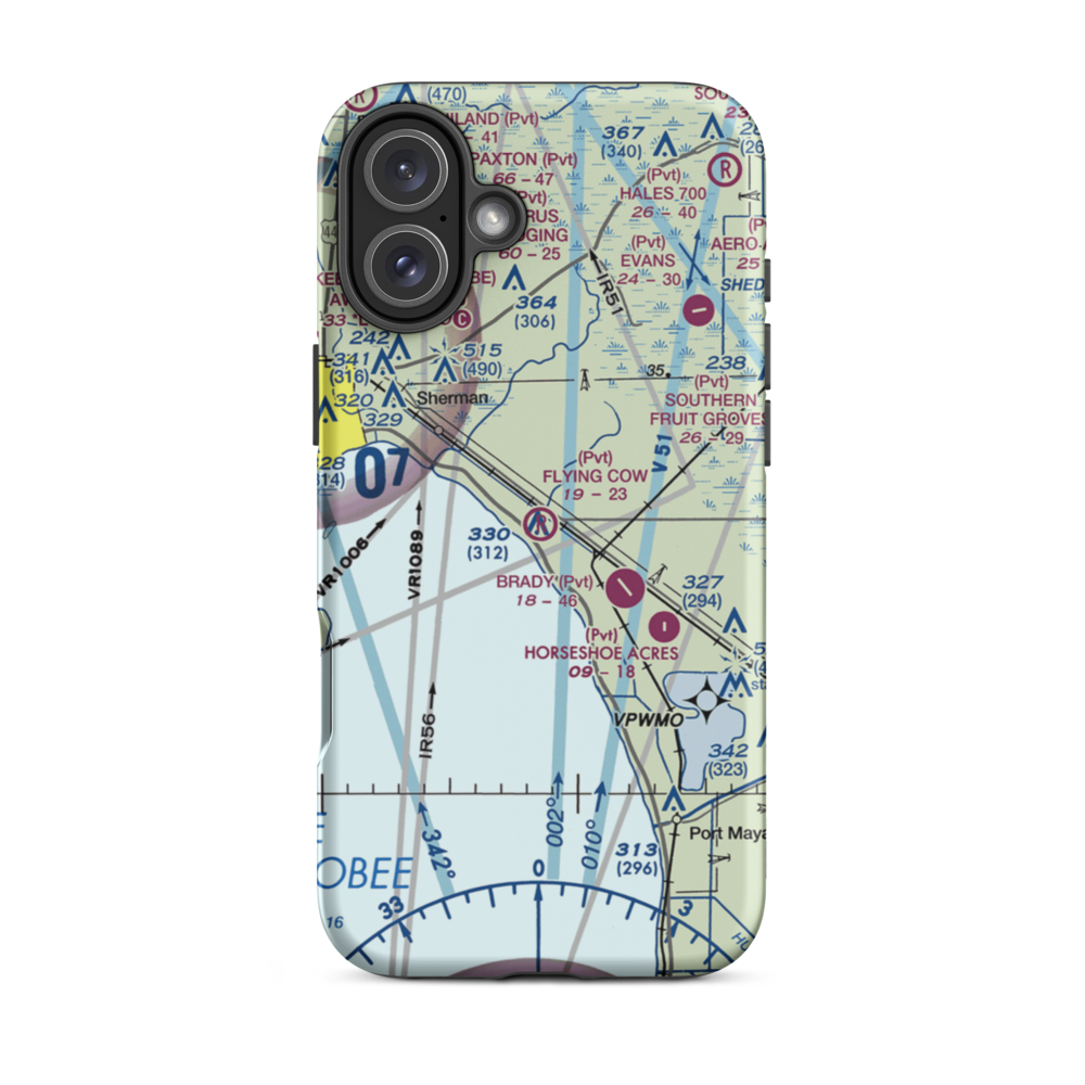 Flying Cow Air Ranch Airport (FD39) VFR Sectional  Tough iPhone Case iPhone 16 Plus model shown