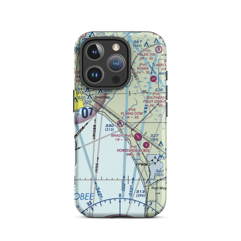 Flying Cow Air Ranch Airport (FD39) VFR Sectional  Tough iPhone Case iPhone 16 Pro model shown