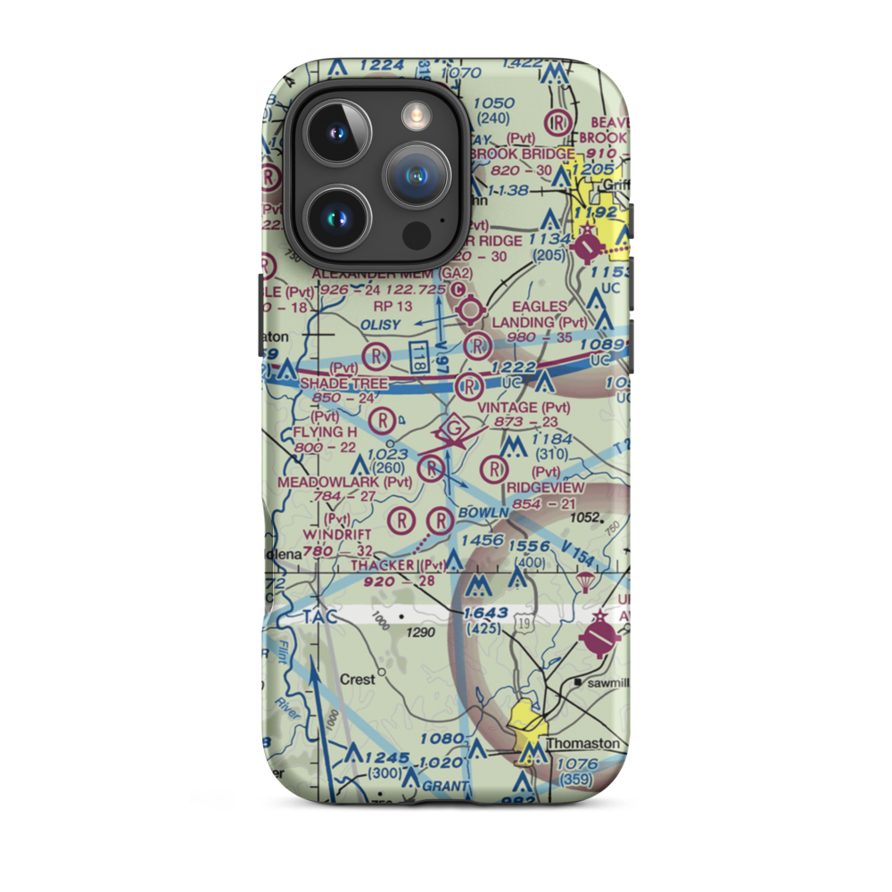 Flying D Airport (1GE5) VFR Sectional  Tough iPhone Case iPhone 16 Pro Max model shown