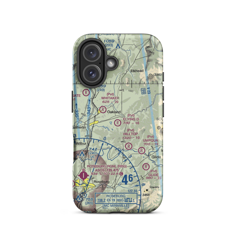 Flying D Ranch Airport (OG24) VFR Sectional  Tough iPhone Case iPhone 16 model shown
