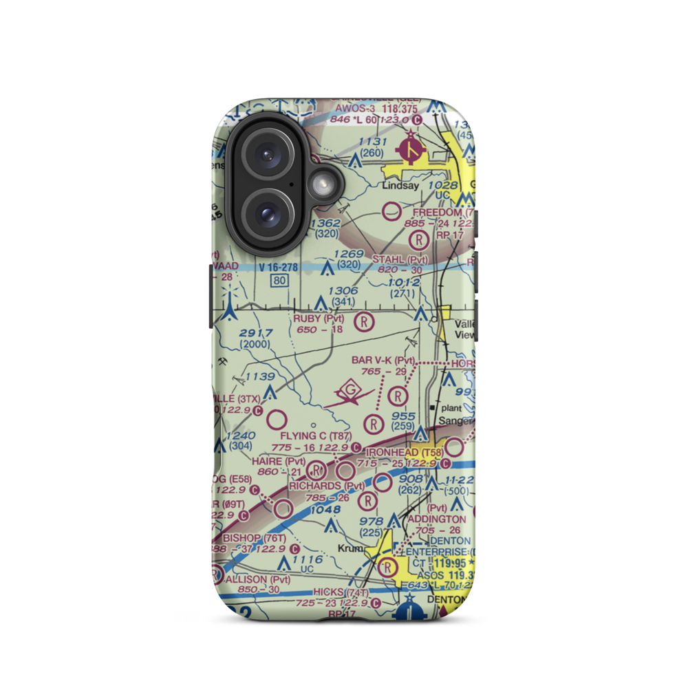 Flying D Ranch Airport (TX94) VFR Sectional  Tough iPhone Case iPhone 16 model shown