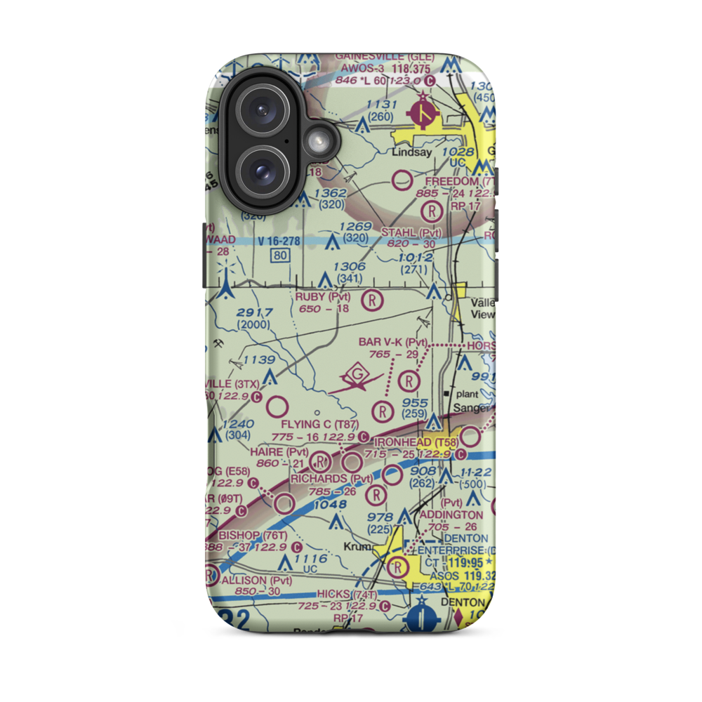 Flying D Ranch Airport (TX94) VFR Sectional  Tough iPhone Case iPhone 16 Plus model shown