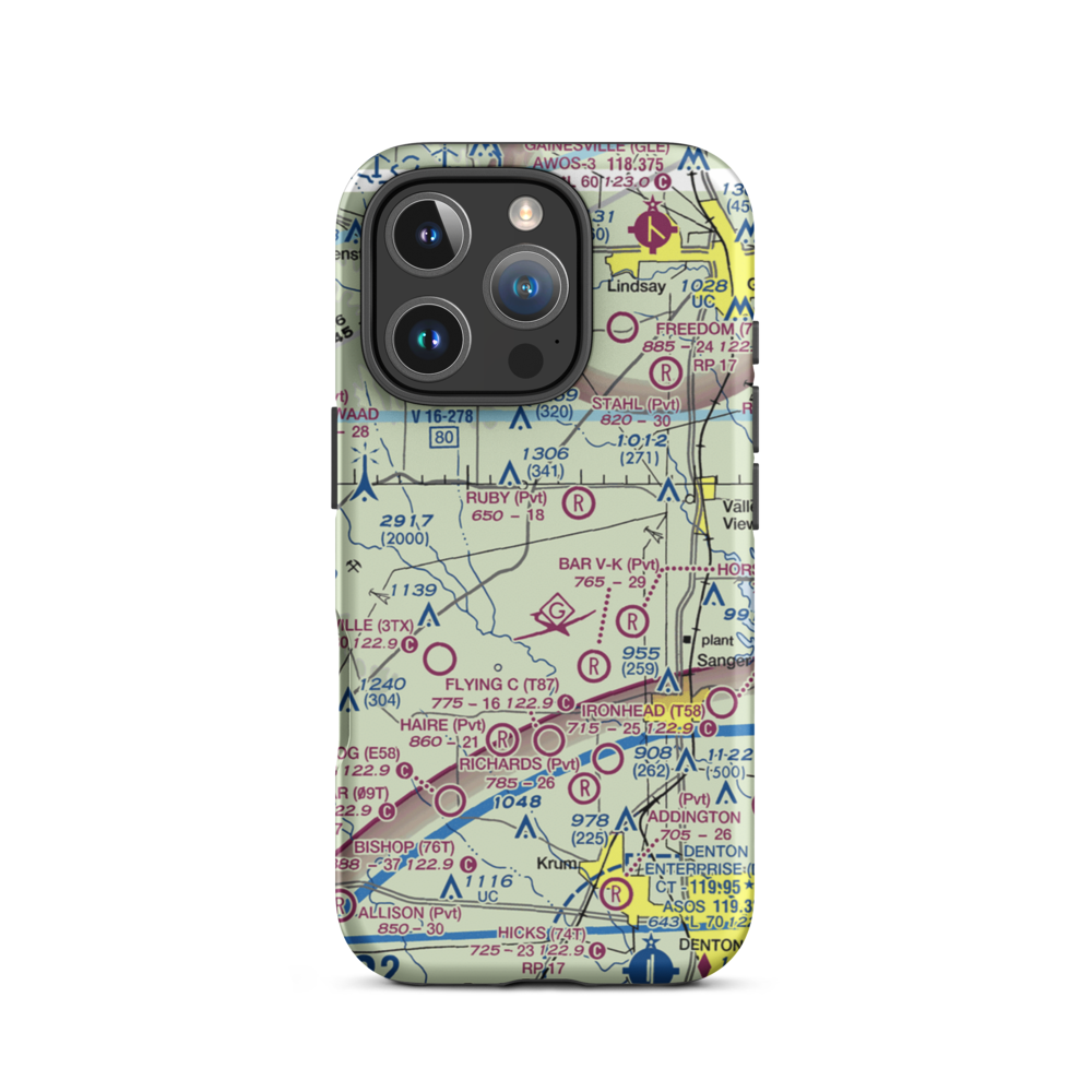 Flying D Ranch Airport (TX94) VFR Sectional  Tough iPhone Case iPhone 16 Pro model shown