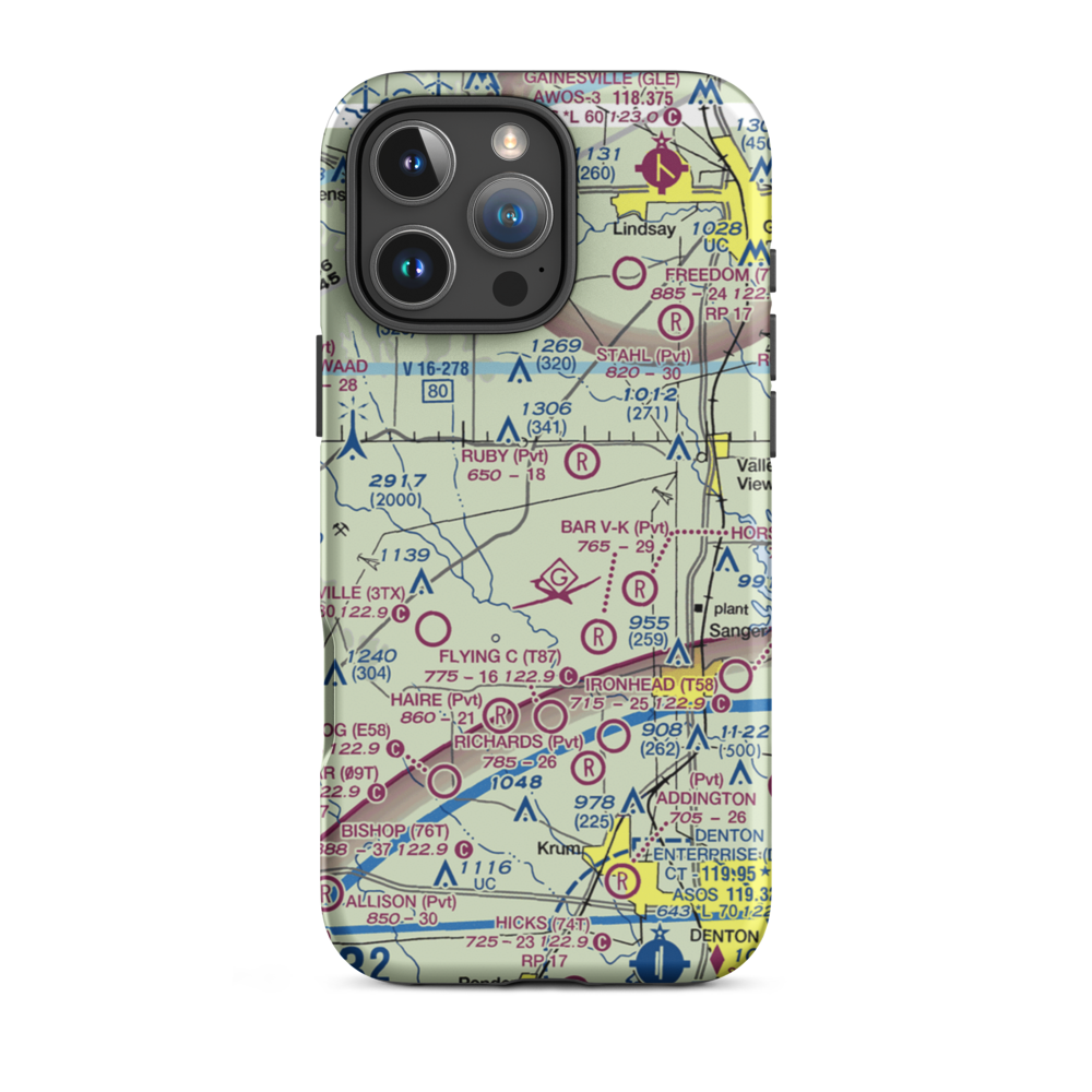 Flying D Ranch Airport (TX94) VFR Sectional  Tough iPhone Case iPhone 16 Pro Max model shown