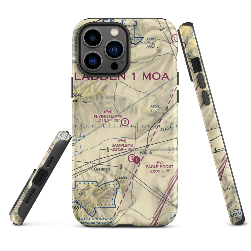 Flying Dare's Ranch Airport (26AZ) VFR Sectional  Tough iPhone Case iPhone 13 Pro Max model shown