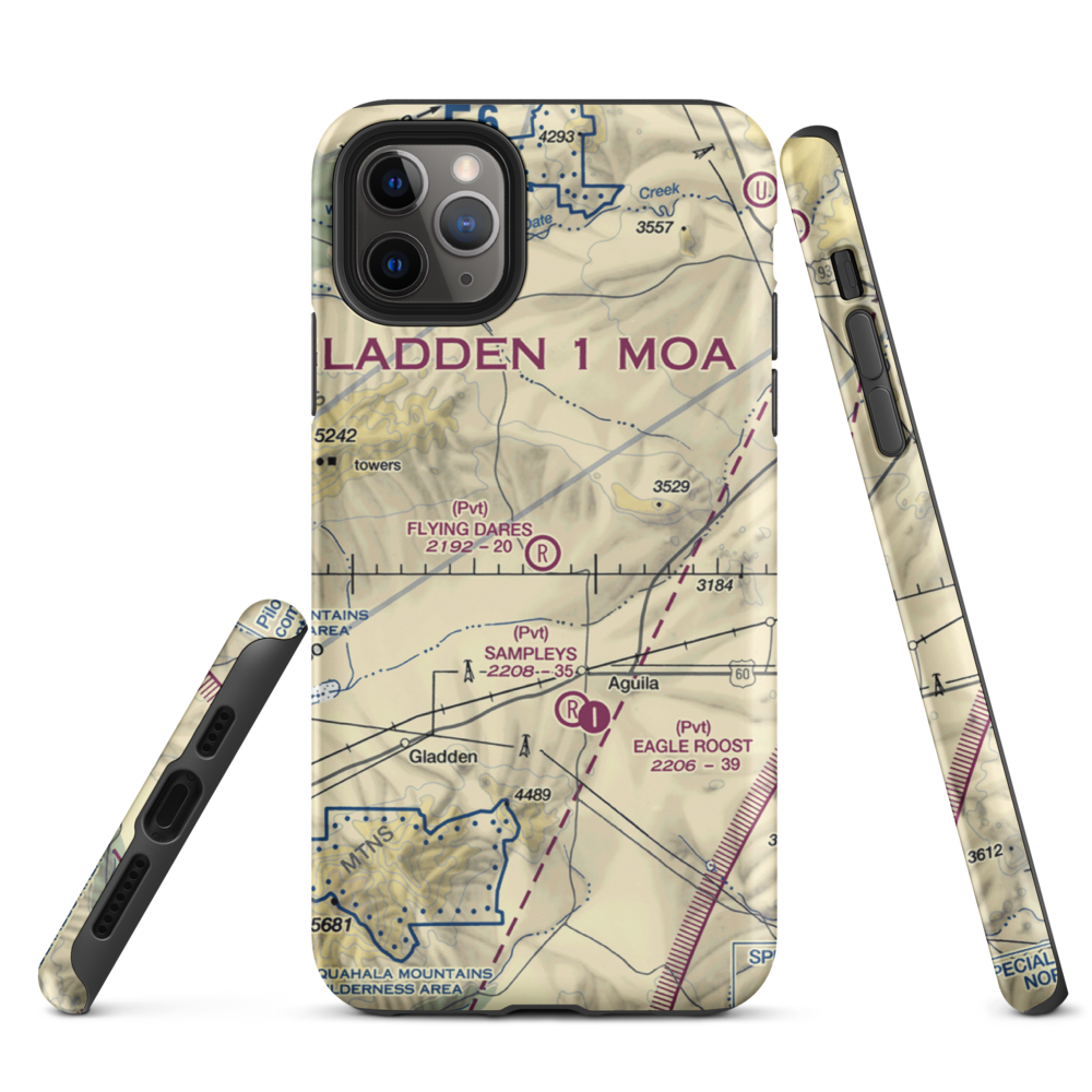 Flying Dare's Ranch Airport (26AZ) VFR Sectional  Tough iPhone Case iPhone 11 Pro Max model shown