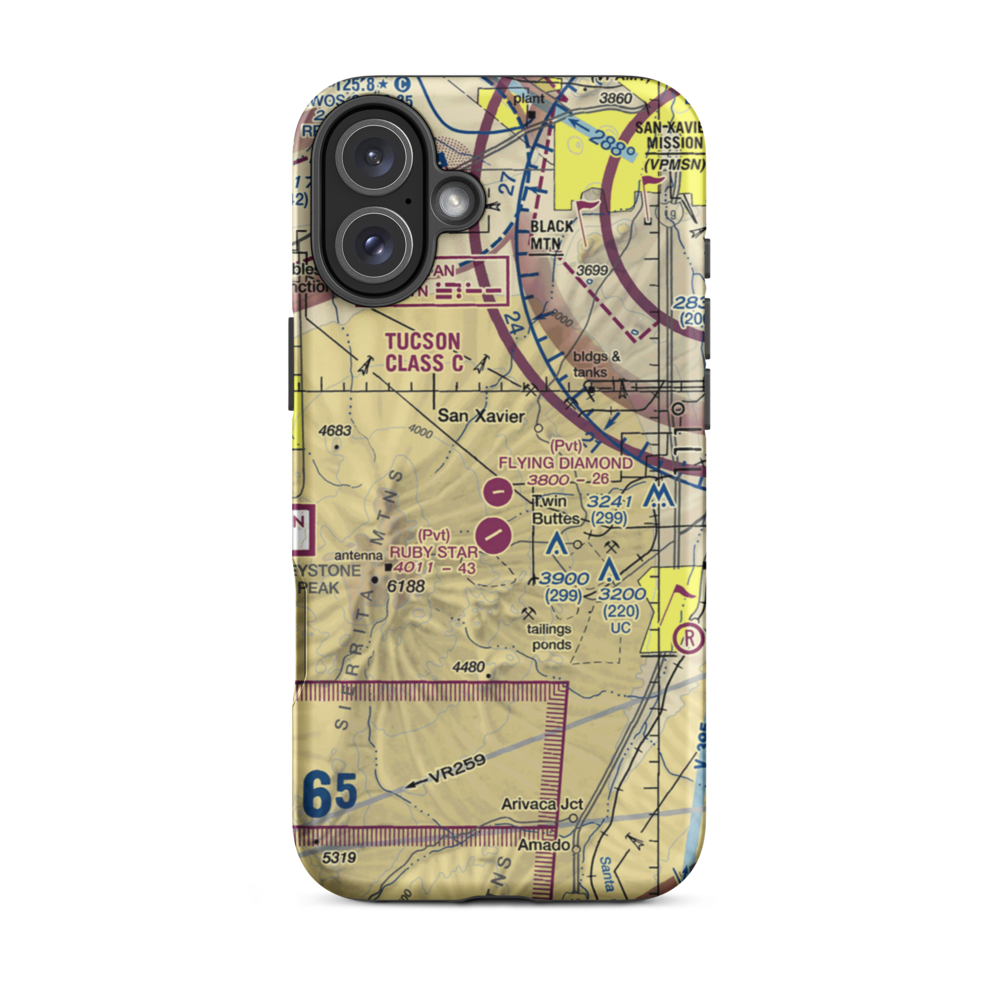 Flying Diamond Airport (6AZ8) VFR Sectional  Tough iPhone Case iPhone 16 Plus model shown