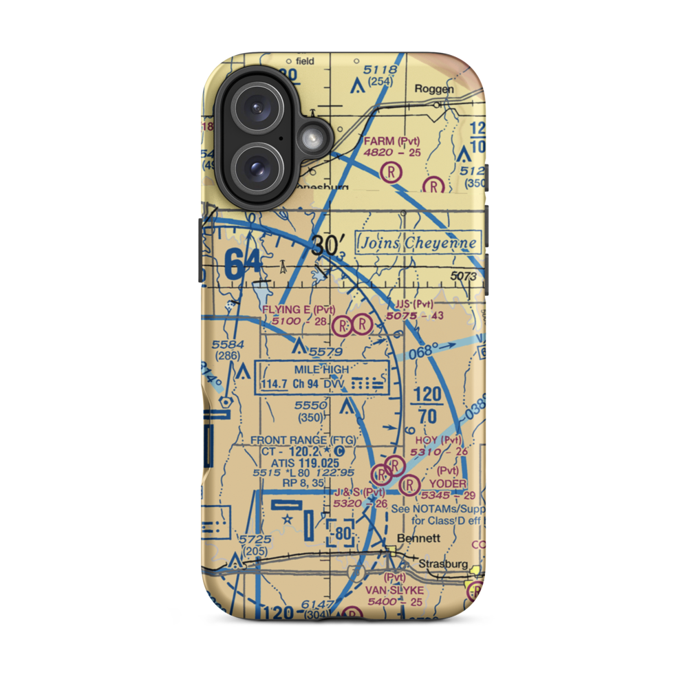 Flying E Airport (22CO) VFR Sectional  Tough iPhone Case iPhone 16 Plus model shown