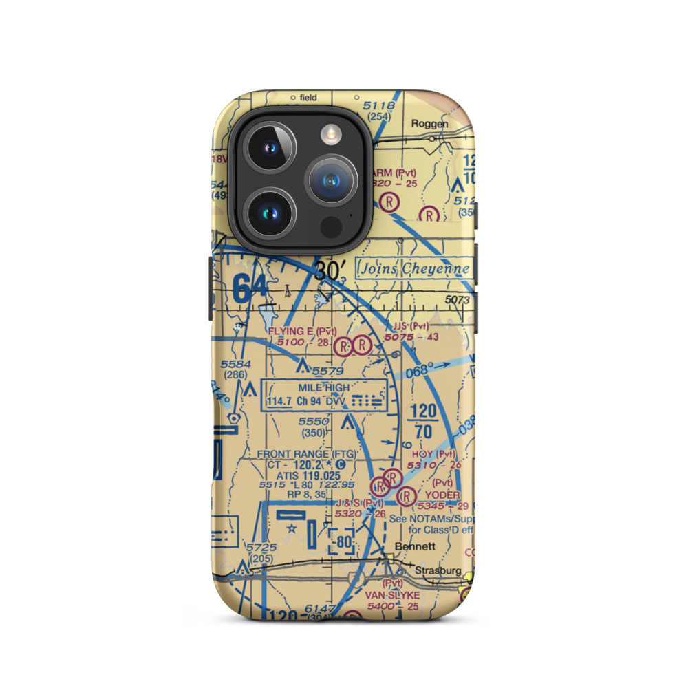 Flying E Airport (22CO) VFR Sectional  Tough iPhone Case iPhone 16 Pro model shown