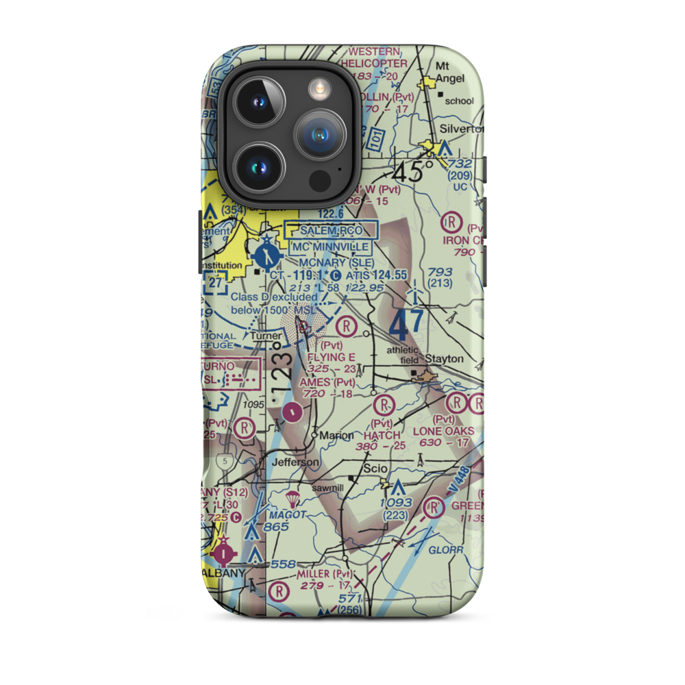 Flying E Airport (OR25) VFR Sectional  Tough iPhone Case iPhone 16 Pro Max model shown