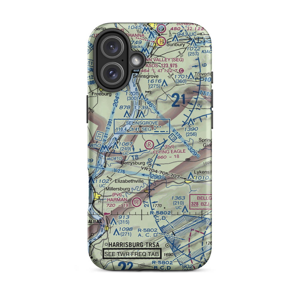 Flying Eagle Airport (PS21) VFR Sectional  Tough iPhone Case iPhone 16 Plus model shown