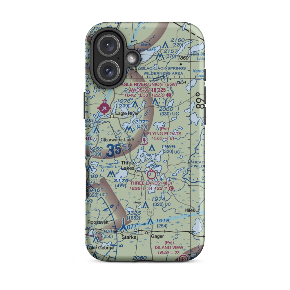 Flying Floats Base Seaplane Base (8WI7) VFR Sectional  Tough iPhone Case iPhone 16 Plus model shown