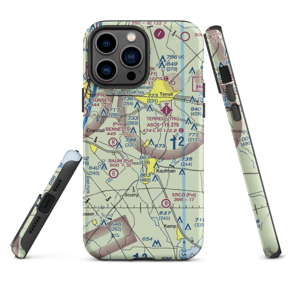 Flying G Airport (28XS) VFR Sectional  Tough iPhone Case iPhone 13 Pro Max model shown
