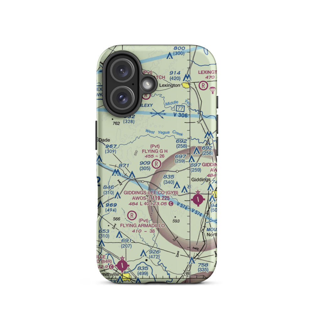 Flying G H Ranch Airport (9TE7) VFR Sectional  Tough iPhone Case iPhone 16 model shown