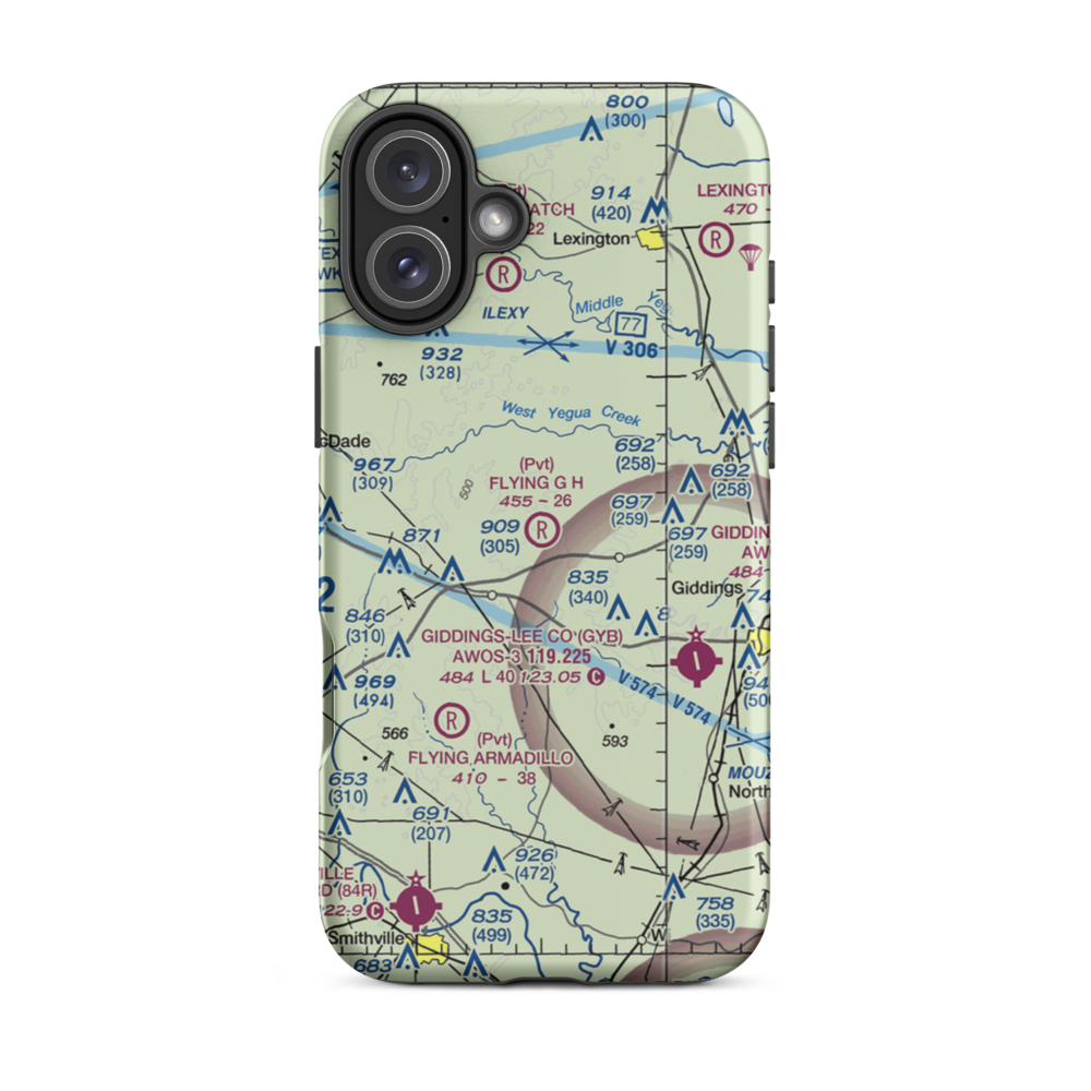 Flying G H Ranch Airport (9TE7) VFR Sectional  Tough iPhone Case iPhone 16 Plus model shown
