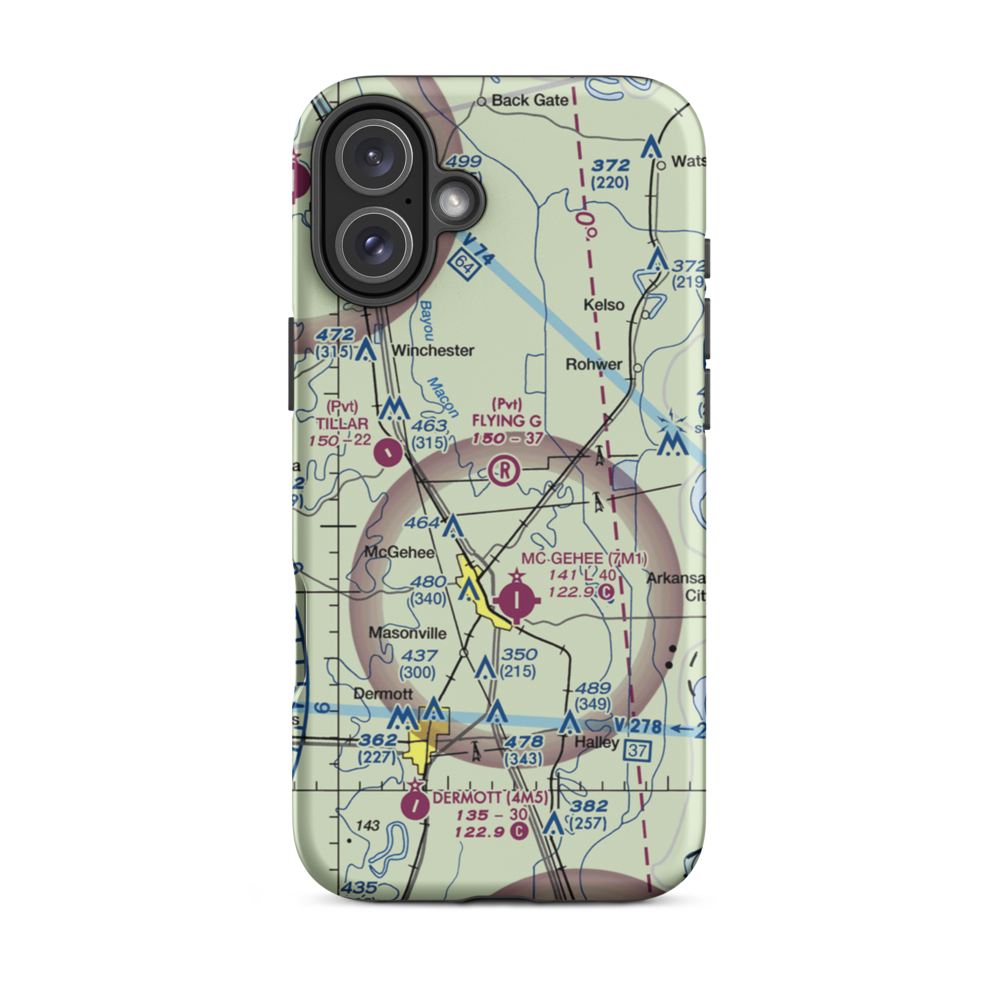 Flying G Ranch Airport (AR79) VFR Sectional  Tough iPhone Case iPhone 16 Plus model shown