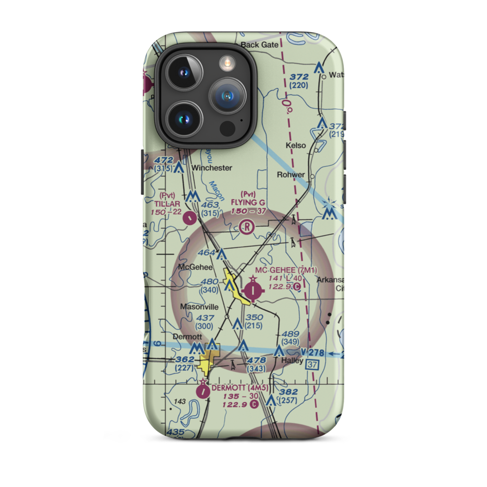 Flying G Ranch Airport (AR79) VFR Sectional  Tough iPhone Case iPhone 16 Pro Max model shown