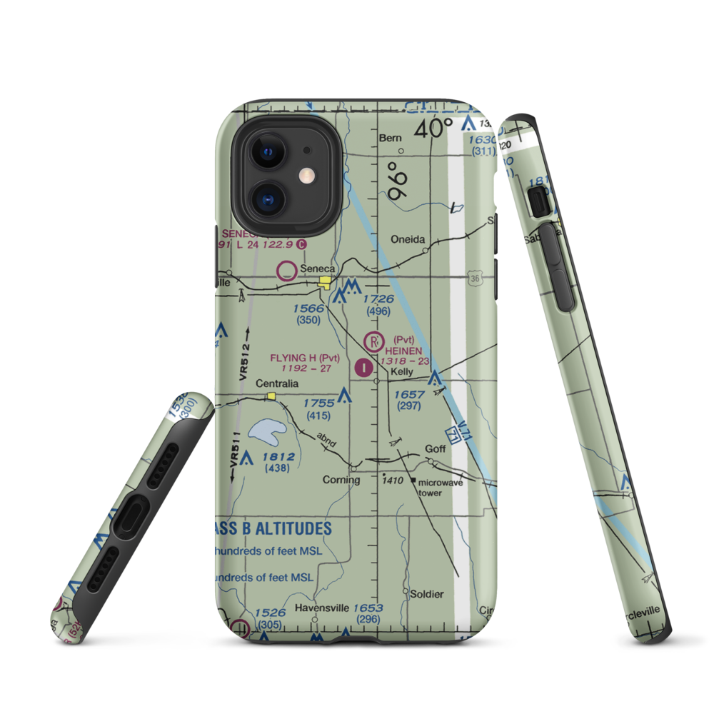 Flying H Airport (2KS6) VFR Sectional  Tough iPhone Case iPhone 11 model shown