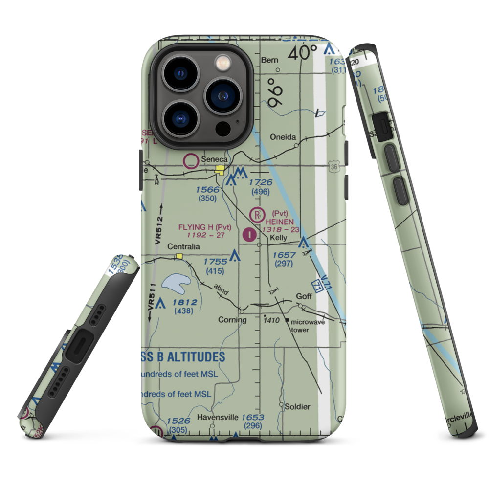 Flying H Airport (2KS6) VFR Sectional  Tough iPhone Case iPhone 13 Pro Max model shown