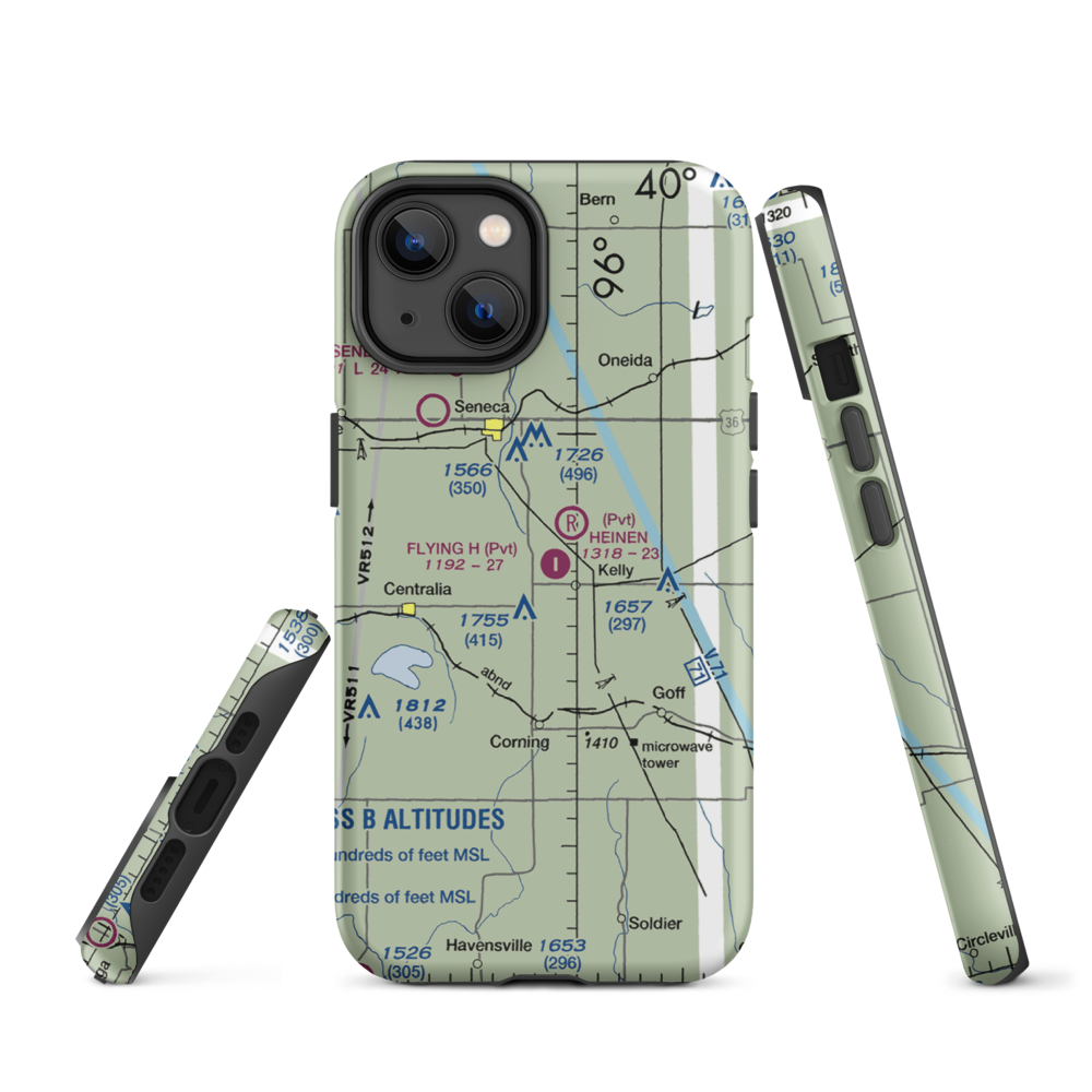 Flying H Airport (2KS6) VFR Sectional  Tough iPhone Case iPhone 14 model shown