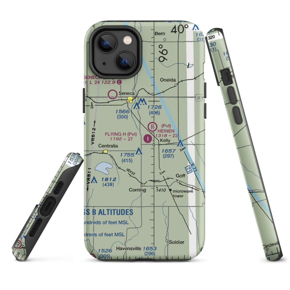 Flying H Airport (2KS6) VFR Sectional  Tough iPhone Case iPhone 14 Plus model shown