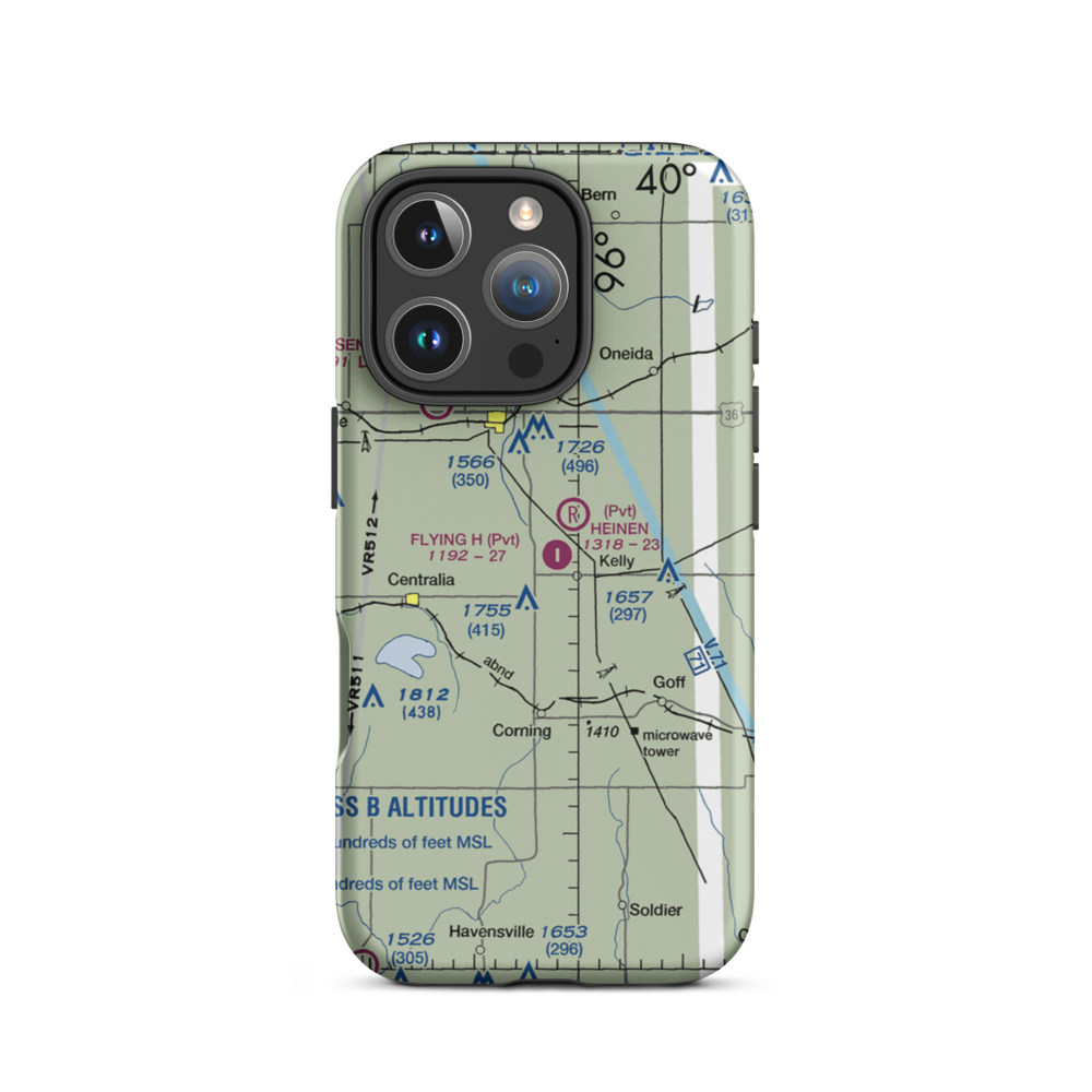 Flying H Airport (2KS6) VFR Sectional  Tough iPhone Case iPhone 16 Pro model shown