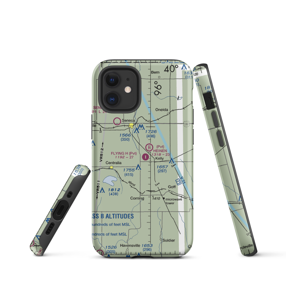 Flying H Airport (2KS6) VFR Sectional  Tough iPhone Case iPhone 12 mini model shown
