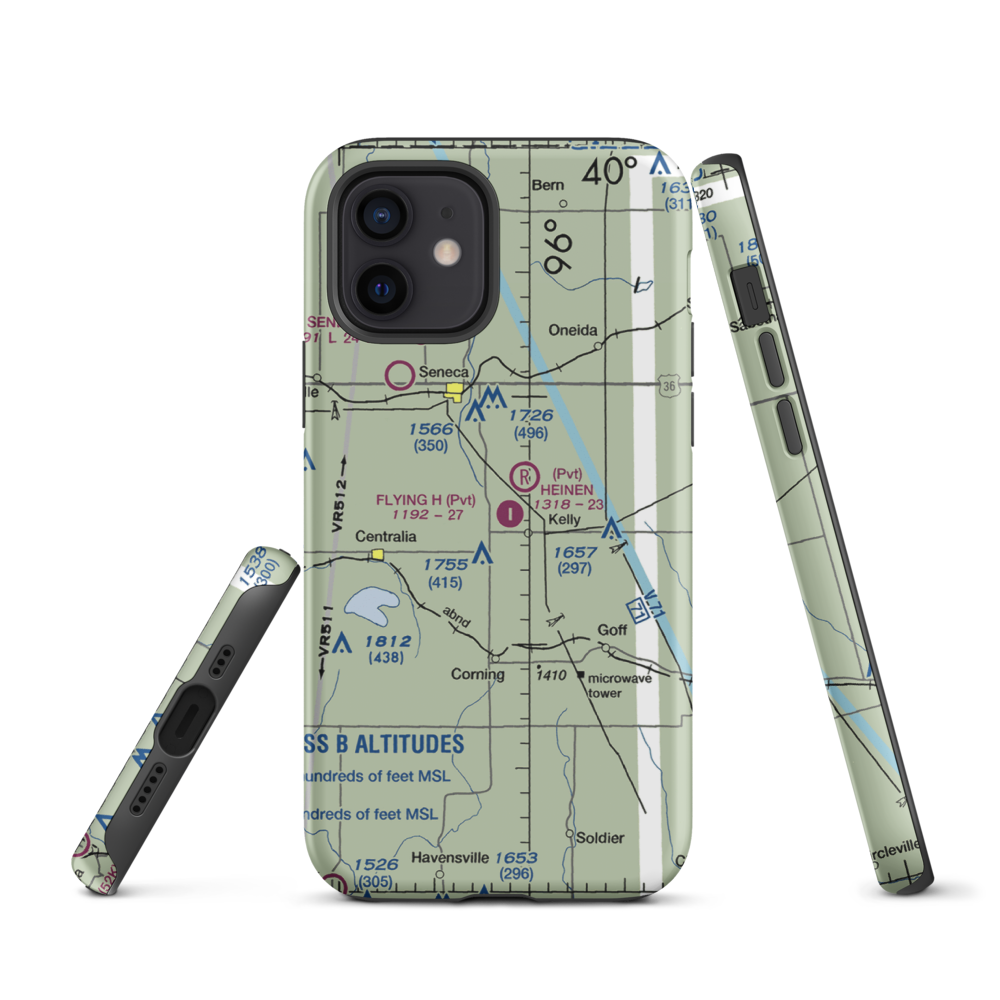 Flying H Airport (2KS6) VFR Sectional  Tough iPhone Case iPhone 12 model shown