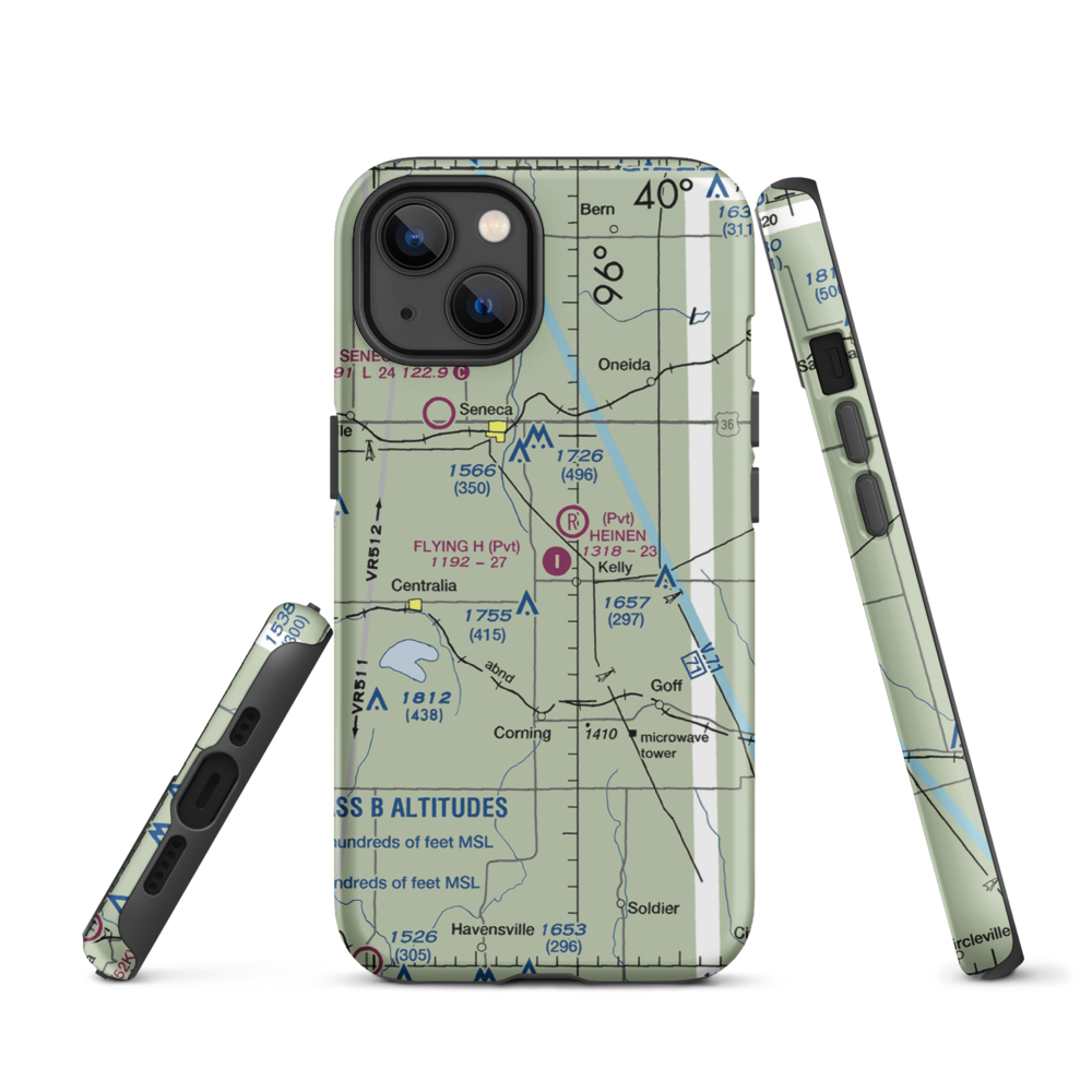 Flying H Airport (2KS6) VFR Sectional  Tough iPhone Case iPhone 13 model shown